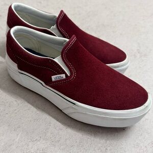 Vans Stacked Suede Platform Slip On Casual Shoes pomegranate / Burgundy